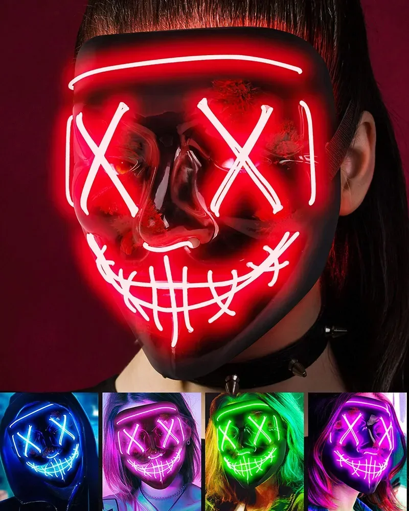 Led Purge Mask Halloween - Masker Pemurnian Neon Festival Musik Bar