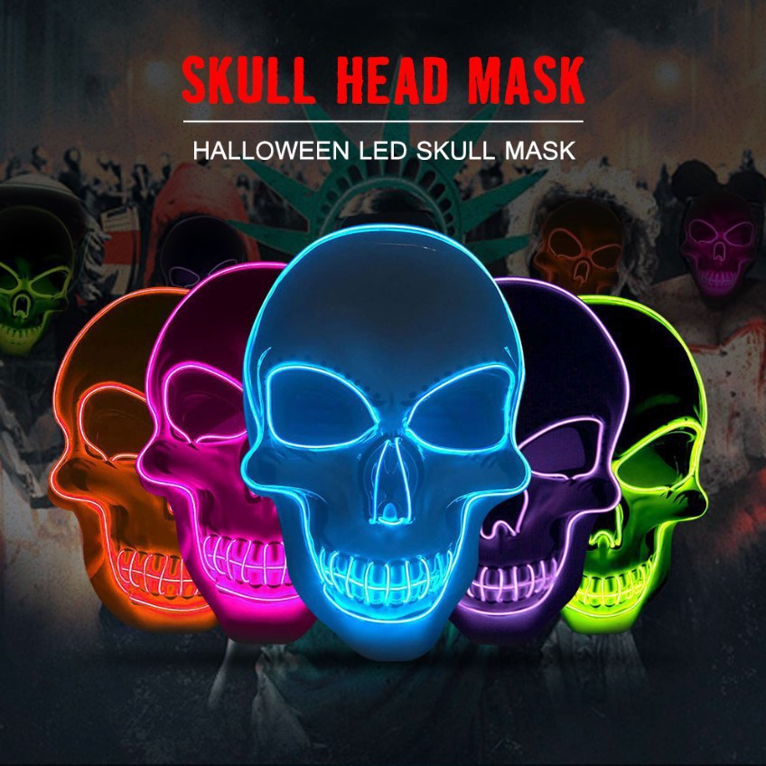 Led Purge Mask Halloween - Topeng Tengkorak Horor Halloween, Topeng LED
